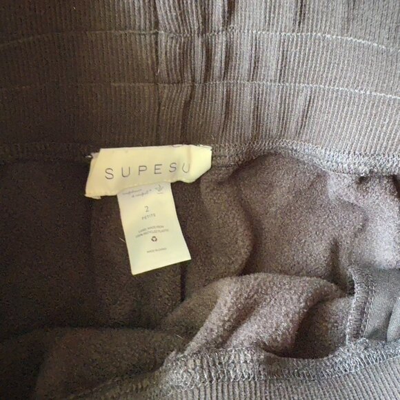 SUPESU Cubby Zip Up Hoodie Sweatpants Set Cropped & Reversible FUZZY HOOD Black - Picture 5 of 7